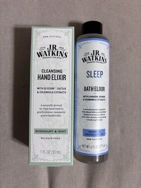 Jr Watkins cleansing hand elixir and sleep bath elixir duo